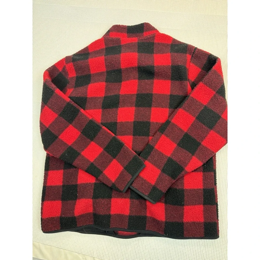 Old Navy Buffalo Plaid Fleece Pullover Mens XXL Red Black 1/4 Zip Sweater